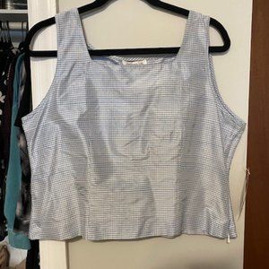 NEW WITH TAG. Vintage Light Blue Gingham Tank Top with Side Zipper